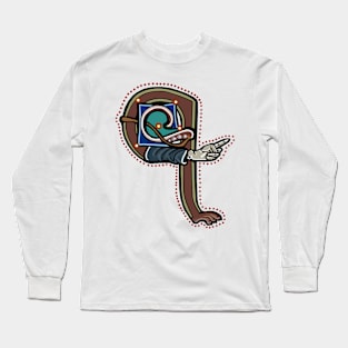 Letter Q Manicule W 14C Maastricht Psalter parody Long Sleeve T-Shirt